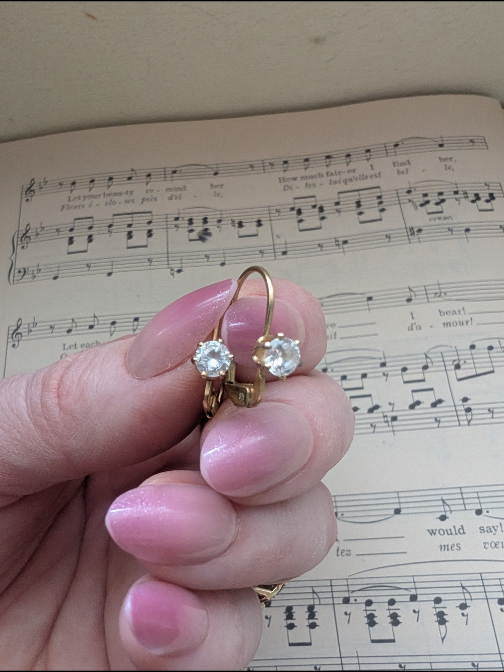 Classic Gold-Tone Clear Crystal Leverback Earrings